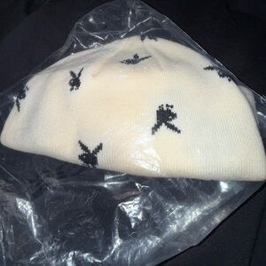 NWT in bag Ivory Playboy Bunny Logo Unisex Beanie